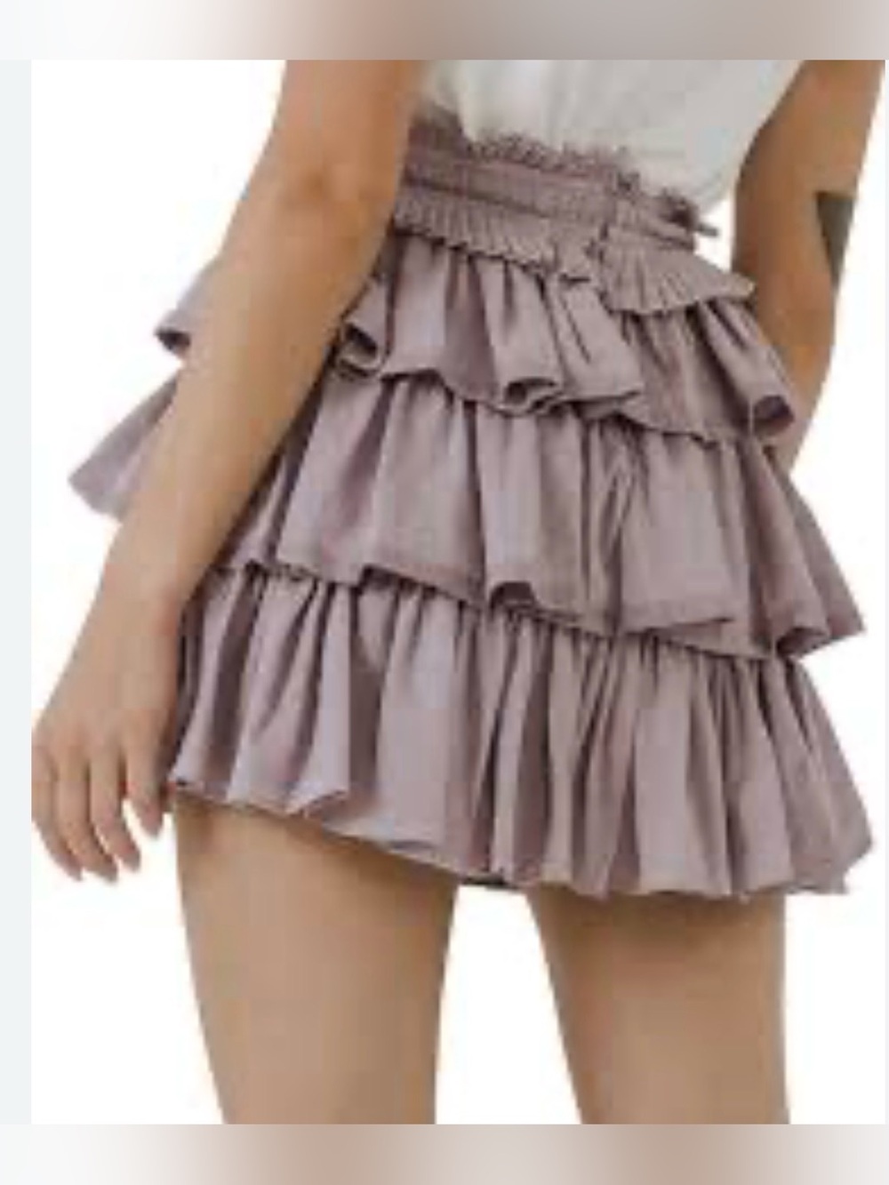 Free the Roses Mauve Tiered Ruffle Mini Skirt